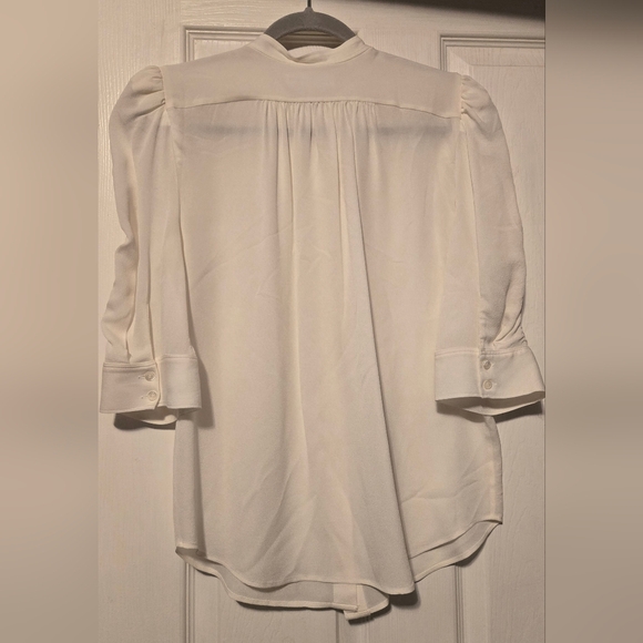 Frame Silk Shirt with Gathered Sleeves Women's Color White Size M - Picture 4 of 8